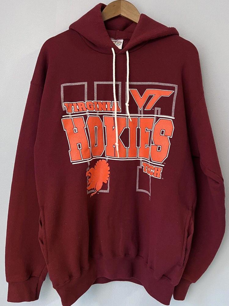 Vintage Virginia Tech Hokies 20/20 Sport Hoodie 80s 90s College Gear USA Mens L